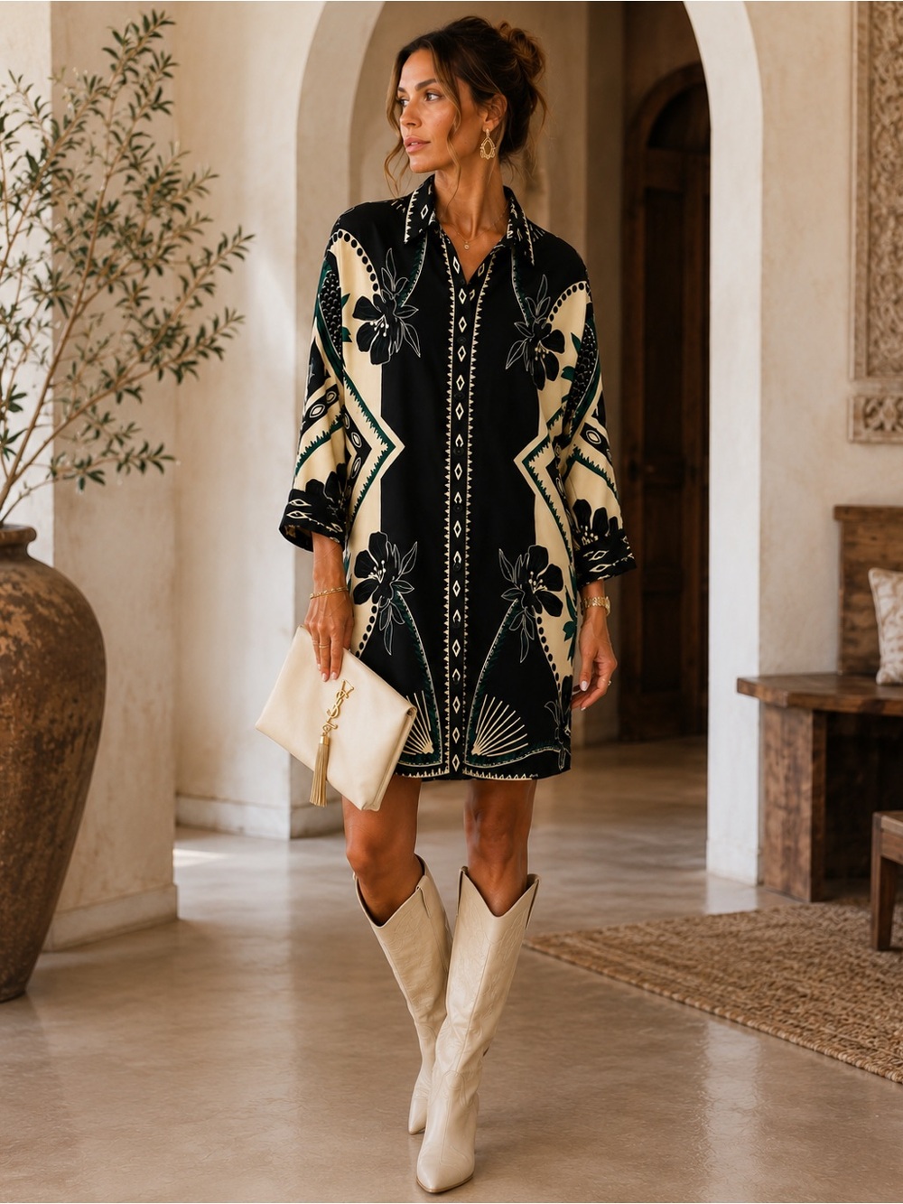 House of Harlow 1960 Graphic Print Shirt Dress